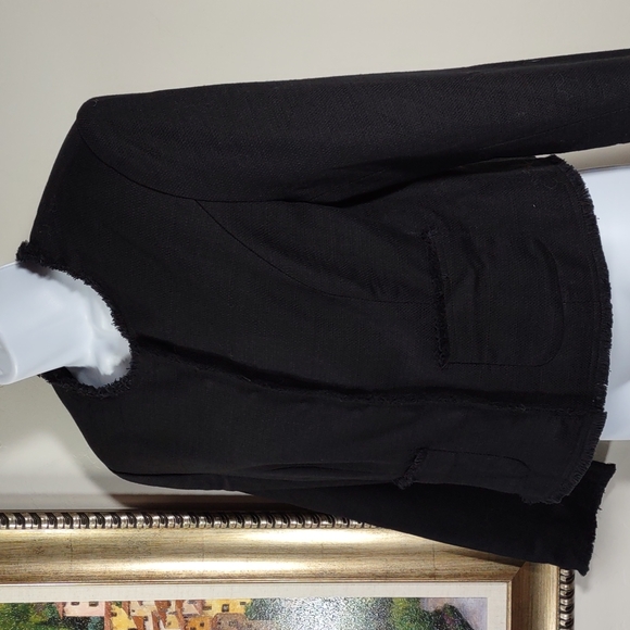 Monterey Bay Slub Woven Cotton Jacket w/Fringe Trim - Picture 2 of 10